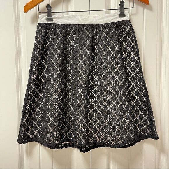 KENSIE Floral Lace Satin Skirt Black - 4 - Picture 2 of 11